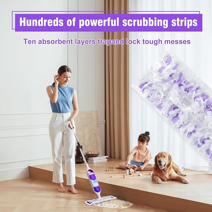60 Pack Disposable Power Mop Refill Pads for Swiffer PowerMop | Trap Dirt and Pet Hair, Absorb Wet Messes, PowerMop Mopping Multi-Surface Pads for Wet Or Dry Cleaning on Hard Floors