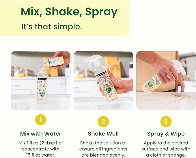 Good Natured Brand All-Purpose Cleaner Concentrate | 8oz makes 128oz | Lemon Essential Oil | 16X Concentrated Natural Multi-Surface Cleaner