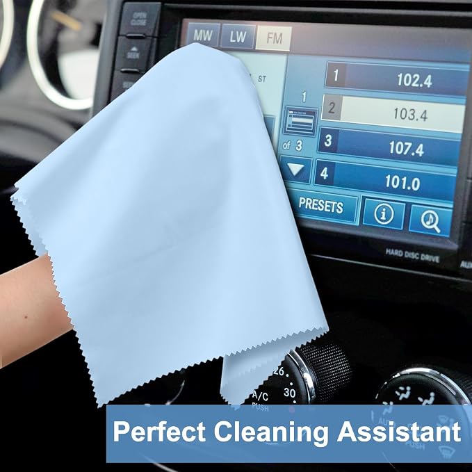 Frienda 12 Pack Large Microfiber Glass Cleaning Cloths 12 x 12 Inch Oversized Sunglasses Cleaning Cloths for Electronics Glasses Screens and Lenses (Green, Yellow, Blue, Light Gray)