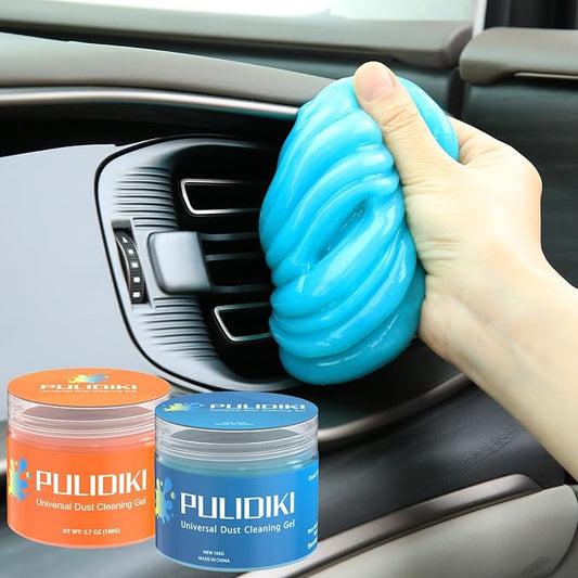 PULIDIKI Car Cleaning Gel Detailing Putty Car Slime Cleaner | Car Interior Cleaner Car Cleaning Supplies Auto Cleaning Kits Car Putty Car Accessories Blue Orange (2Pack)