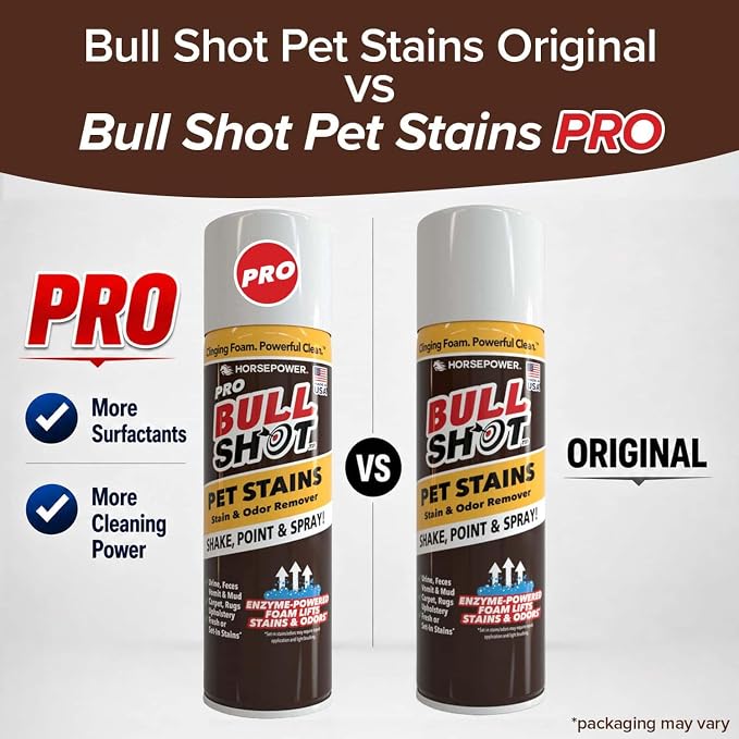 Bull Shot Pro Pet Stains, Foaming Enzyme Powered Pet Stain & Odor Remover
