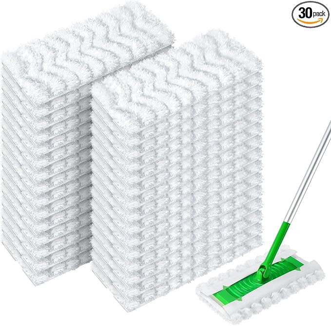 AIR U+ Heavy Duty Dry Sweeping Cloths 30 Refills for Swiffer , Thick | Fluffy Microfiber disposable mop pads, hardwood tile vinyl floor, traps dust pet hair, deep groove cleaning Unscented