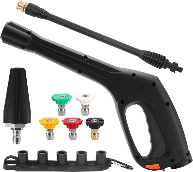 FIXFANS Pressure Washer Gun Kit, Replacement Wand, Turbo Nozzle, 5 Tips | Compatible with Some of Portland Husky Black Decker Ford Pulsar ShopForce Taskforce Powerwasher Taskmaster, 2000PSI