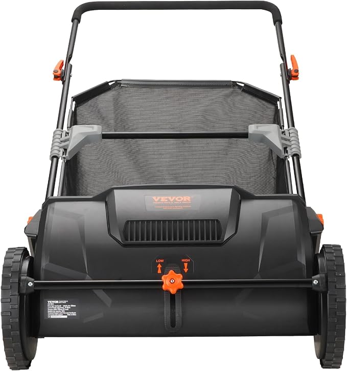 VEVOR Push Lawn Sweeper, 21inch Leaf & Grass Collector, Heavy Duty Thickened Steel Durable to Use with Large Capacity 3.5 cu. ft. Mesh Collection Hopper Bag, 2 Spinning Brushes | Adjustable Brush Height & 2 Spinning Brushes, Manual Yard Sweeper for Lea...