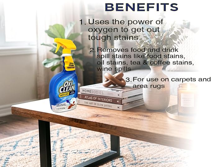 OxiClean Carpet & Rug Stain Remover Liquid Spray, 24 Fluid Ounce