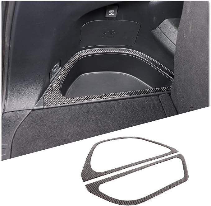 Rear Trunk Storage Box Slot Trim Cover for Honda Pilot 2016-2022/Passport 2019-2023, Rear Trunk Side Storage Organizer Bins Trim Frame Sticker, Carbon Fiber (Trunk Side Storage Slot Frame)
