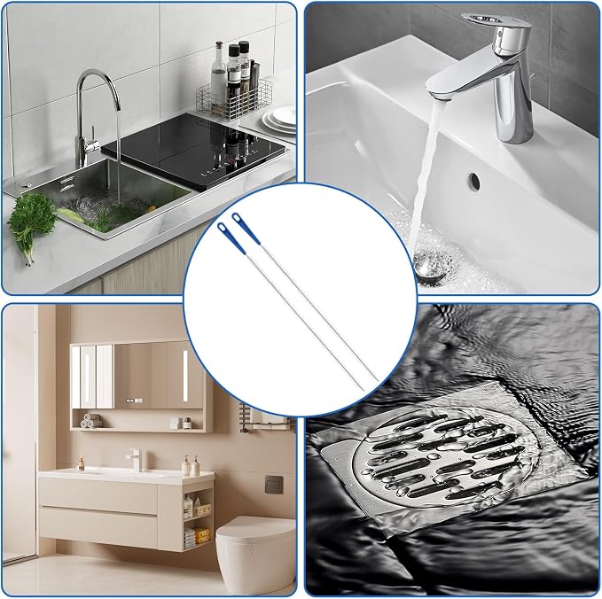2 Pcs 18.11inch Shower Drain Clog Remover Tool, Ymapinc Shower Drain Cleaner Tool for Hair Remover, Sink Cleaning Brush, Sink Brush, Plumbing Cleaning Tools for Kitchen & Bathroom