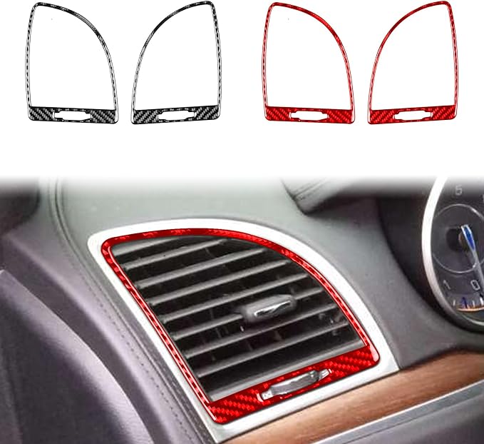 Fit for Chrysler 300 2011-2023 Air Vent Trim Red Carbon Fiber Decals | Accessories, for / 300C / 300S / Limited/Touring/Base, Anti-scratch, Dashboard Side Air Vent Surround, Interior Cover