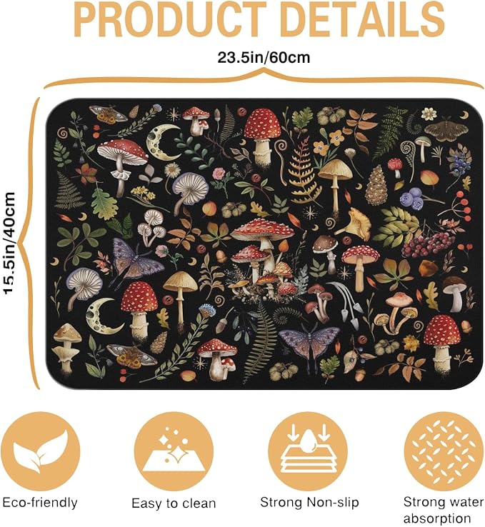 Dish Drying Mat Kitchen Countertop ,Super Absorbent Coffee Bar Mat for Maker Espresso Machine, Anti-Slip Accessories for Kitchen Countertops 23x15 Inch