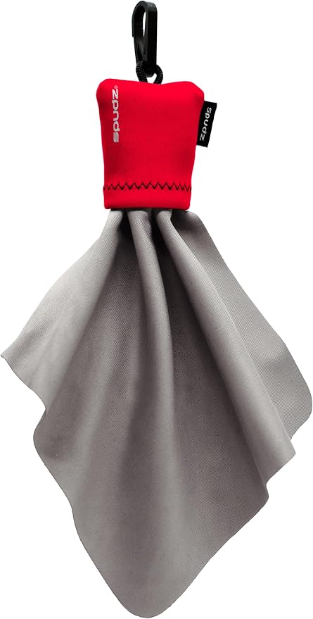 SPUDZ Classic Microfiber Lens Cleaner – Clip-On Pouch, Washable – for Binoculars, Scopes, Glasses, Screens | Classic | Red, 6 x 6 Inch