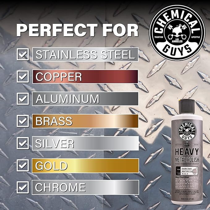 Chemical Guys, Light & Heavy Metal Polish Kit for Chrome & Steel, 2 x 16 oz | Two-step polish restores chrome, aluminum and stainless, lifting oxidation, rust and tarnish to a bright shine