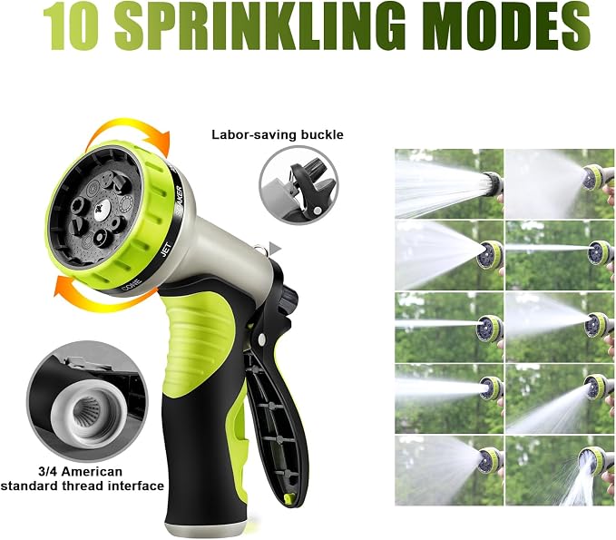 100FT Metal Garden Hose - Stainless Steel, Heavy Duty, Flexible & Lightweight, Never Kink and Tangle, with 10-Function Nozzle, Pressure Resistant for Outdoor Use (Yellow)