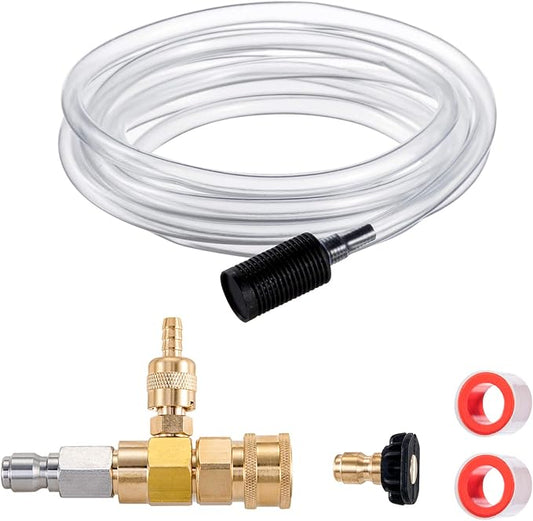 Downstream Injector for Pressure Washer, Chemical Injector Kit | Power Washer Soap Injector, 3/8 Inch Quick Connect, 4000 PSI