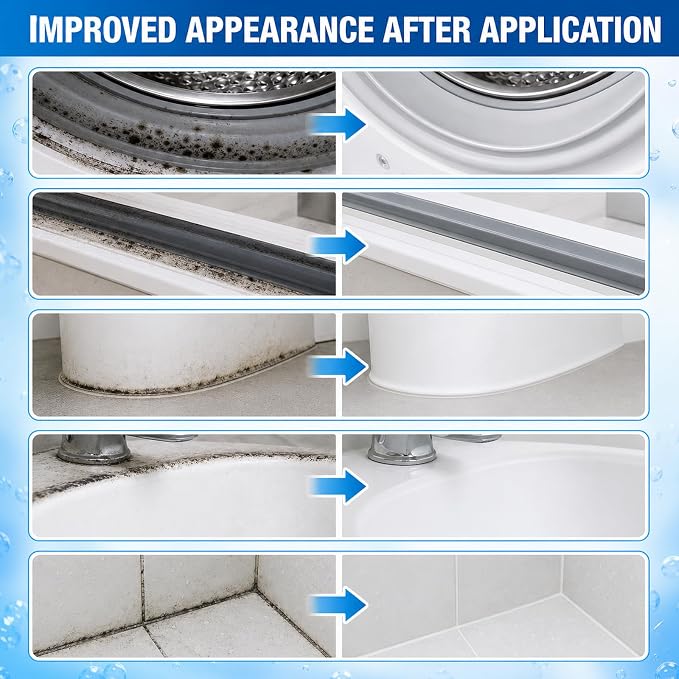 Mold Stain Remover Gel, Heavy Duty Multifunctional Washing Machine Cleaner, Effective Stain Removal for Washing Machine Seal, Bathroom Grout, Caulk, Tile and Household Surfaces
