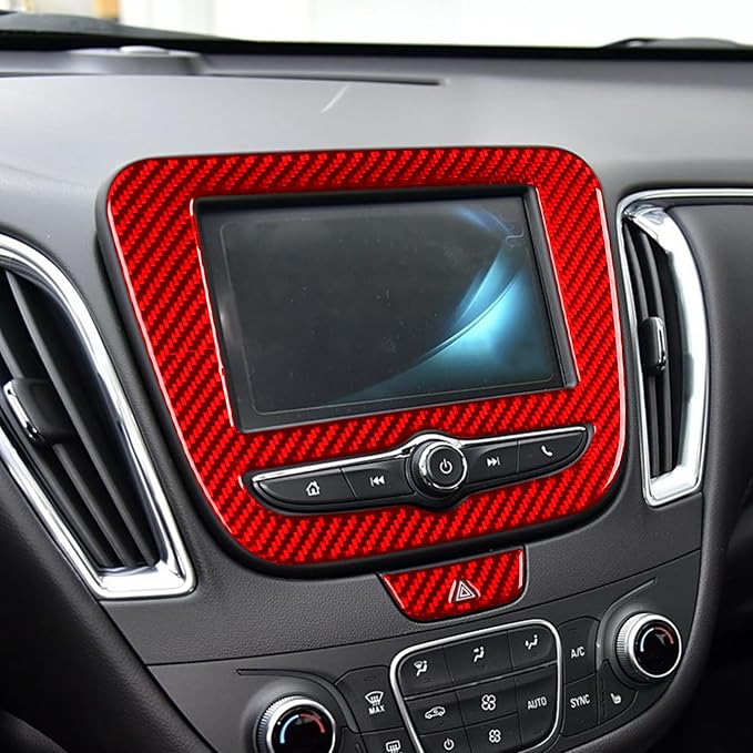Real Carbon Fiber Trim for Chevy Malibu 9th Gen Accessories | for 2016-2018 Navigation Display Panel Cover Sticker Interior Thick Overlay Decal