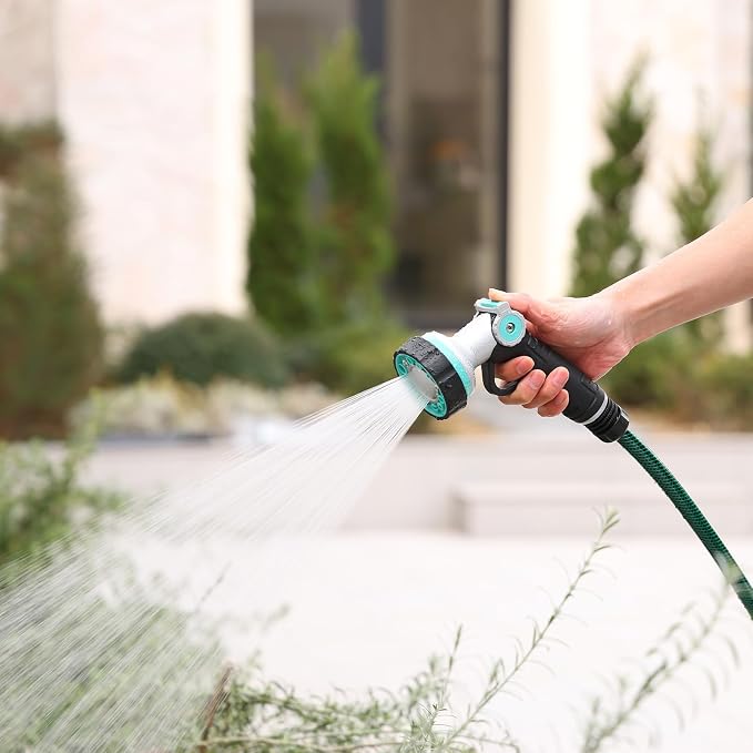 QUOBAS Garden Hose Nozzle Heavy Duty, Water Hose Sprayer Nozzle | 6 Adjustable Spray Patterns, Slip Resistant Hose Nozzle with Thumb Control for Watering Lawn, Car Wash, Pet Cleaning & Patio