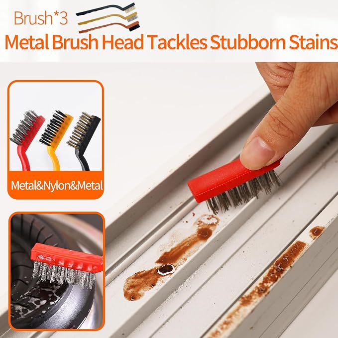 13Pcs Window Track Cleaning Tools - Sliding Door Track Cleaner Kit | Window Sill Cleaner for Door, Tile, Shutter, Corner, Grout, Sink