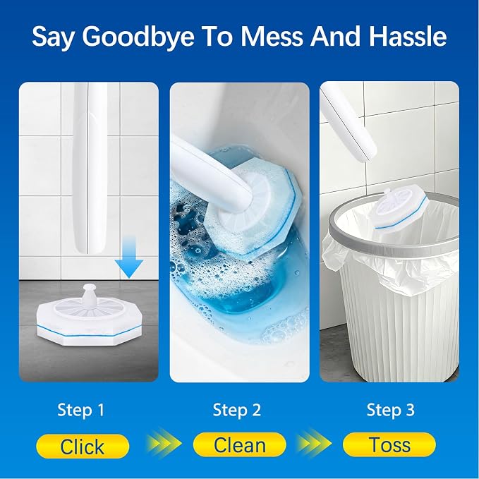 64 Count Disposable toilet brush head for Clorox Toilet Wand, Disposable Toilet Brush Heads, 5X Cleaning Power, Tear-Resistant, Fresh Scent