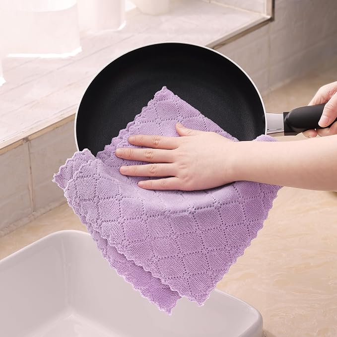 Homaxy 12 Pack Dish Towels for Kitchen (10 x 20 Inches, Multi Color), Super Soft and Absorbent Coral Velvet Dish Cloths for Washing Dishes, Nonstick Oil Fast Drying Microfiber Cleaning Cloth