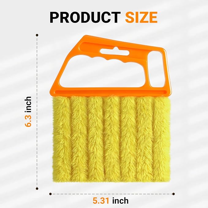 3pcs Window Blind Cleaner Duster Tool,2026 New Cleaning Tools,7 Fingers Washable Microfiber Dusters for Cleaning,Crevice Cleaning Brush, Duster for Venetian Blinds & Air Conditioner Vents（Orange