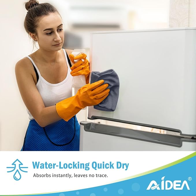 AIDEA Gray Microfiber Cleaning Cloth-24PK, Cleaning Rags 12"x 16" Absorbent | Microfiber Towels for Cars Lint Free, Reusable Microfiber Towels, Kitchen Towel Dusting Cloth, Dish Rags, Bulk Cleaning Towel