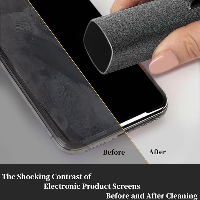 Car Screen Cleaner Spray and Wipe for Women, Cell Phone Touchscreen Cleaning Wiper Kit Accessories for MacBook Display iPad iPhone Mac Laptop Computer Monitor TV Screens, Black Grey White