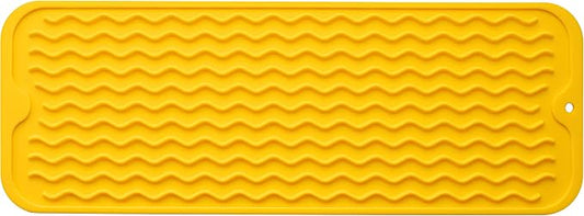 MicoYang Silicone Dish Drying Mat for Multiple Usage,Easy clean,Eco-friendly,Heat-resistant Silicone Mat for Kitchen Counter,Sink,Bar,Bottle,or Cup Yellow M 17 inches x 6 inches