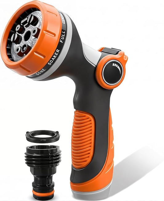 Garden Hose Nozzle Thumb Control with 10 Spray Patterns Water Hose Sprayer | Leak Proof On Off Valve Water Hose Nozzle Sprayer,One Hand Operation,Non-Slip Grip for Plants & Lawn Watering,Car&Pet Washing