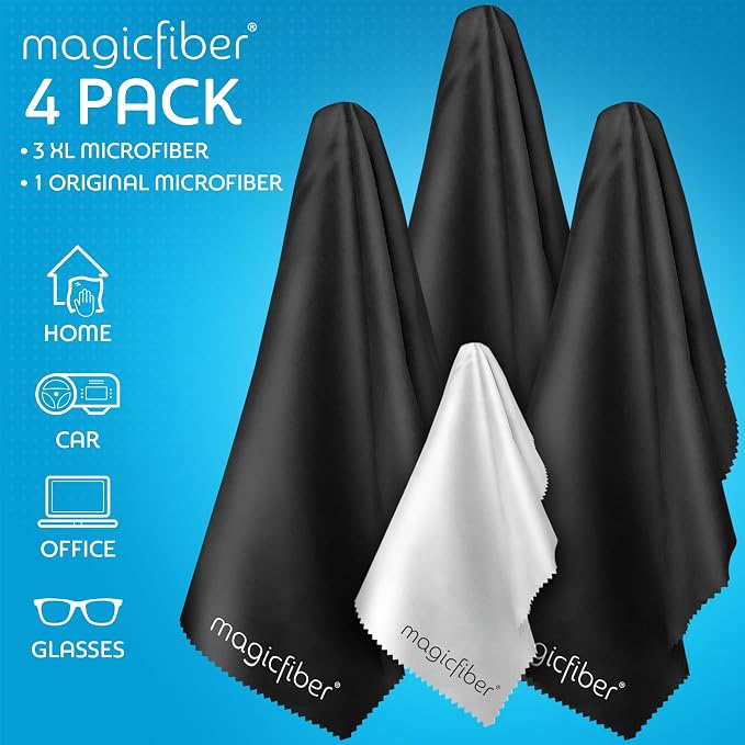 MagicFiber Extra Large Microfiber Cleaning Cloth for TV Screens & Monitors | Great for OLED, Computers, Laptops, Cars & Electronics, Eyeglass & Glasses Cleaner