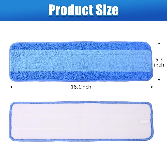 3 Pack Microfiber Cleaning Pads Compatible with Bona Mop Replacement Pad | 18 Inch Spray Mop Pad Refills, Machine Washable Reusable, Hardwood & Hard Floors, Clean Pet Hair & Dust, Highly Absorbent
