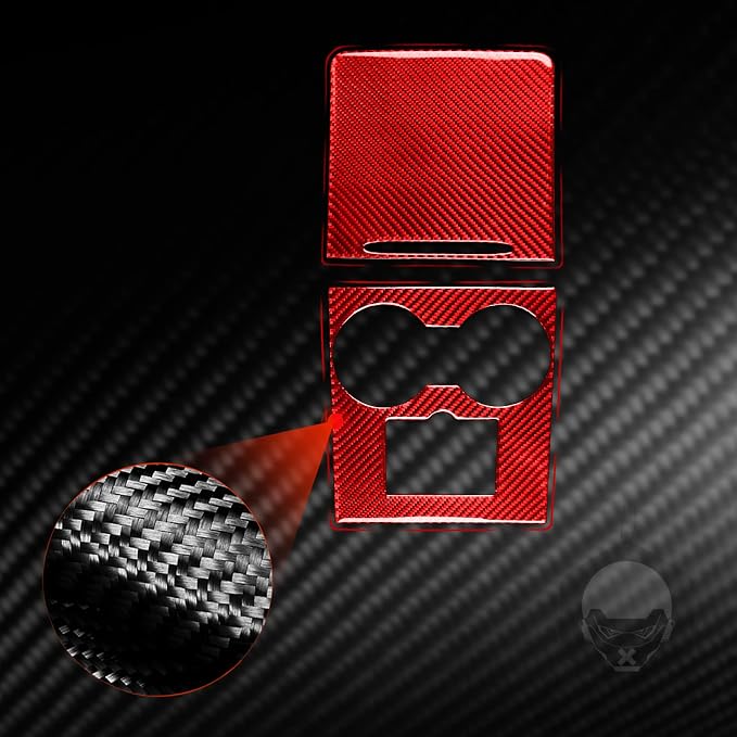 Red Real Carbon Fiber Trim for Tesla Accessories | for Model 3 2017-2022 / Model Y 2020-2024 Center Console Decoration Panel Sticker Interior Thick Overlay Decal - A