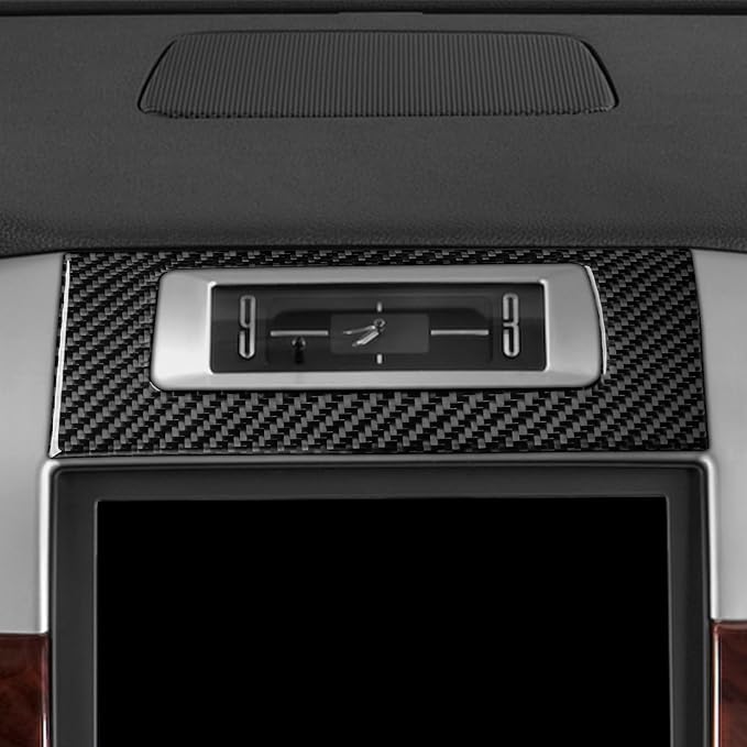 Fit for Cadillac Escalade ESV 2007-2014 / EXT Hybrid 2009-2013 | Real Carbon Fiber | Center Console Clock Display Panel Trim | Stickers | Thick Overlay