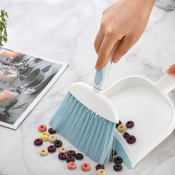 Frcctre 3 Pack Small Dustpan and Brush Set, Multipurpose Plastic Small Hand Whisk Broom and Dustpan Set Cleaning Sweep Tools for Desk Car Keyboard Countertop Home Kitchen