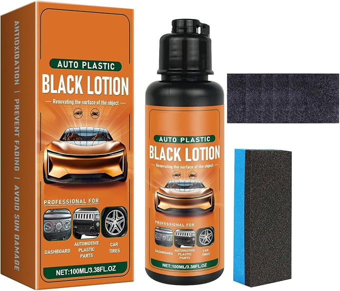 Auto Plastic Black Lotion, Black Lotion for Car, Auto Plastic Restorer Kit, Kunststoff Pfleger Auto, Can Restore the Luster of Faded Plastics and Rubbers, UV Protection, Long-Lasting Protection (1pc)