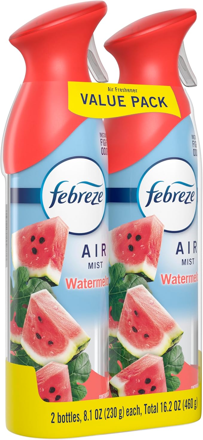 Febreze Air Mist, Air Freshener Spray, Odor Fighting Room Spray, Deodorizer for Home Bathroom Kitchen Office Apartment Dorm Room Classroom, Watermelon Scent, 8.1oz (Pack of 2)