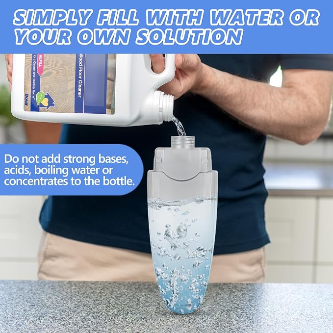 HOMTOYOU Microfiber Flat Mop with Sprayer: Spray Mop with 4 Washable Pads | Cleaning Multi-Surface Floors, 1Pcs 400+ML Refillable Bottle, Wet Dry Use, 360° Swivel Head, White