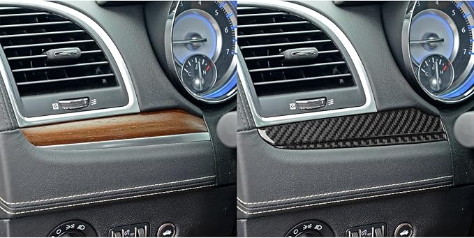 Real Carbon Fiber Trim for Chrysler 300 Accessories | for 2015-2023 300C 300S Limited/Touring Instrument Panel Sticker Interior Thick Overlay Decal