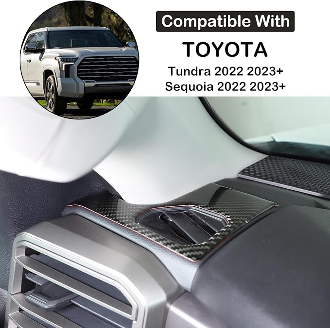 Car Dashboard Side Air Outlet Panel Trim Sticker Fit Toyot@a Tundra/Sequoia 2022-2024 Car Center Console Dashboard Side Air Vent Outlet Air-Conditioner Wind Frame Cover Protection Sticker Accessories