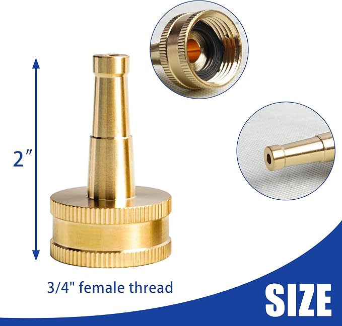 Hourleey 2Pack 2" Jet Sweeper Brass Nozzle for Garden Hose, Heavy Duty Water Hose Sweeper with 3/4" Hose Thread Inlet, for Garden Hose, Car Wash with 2 rubber washers