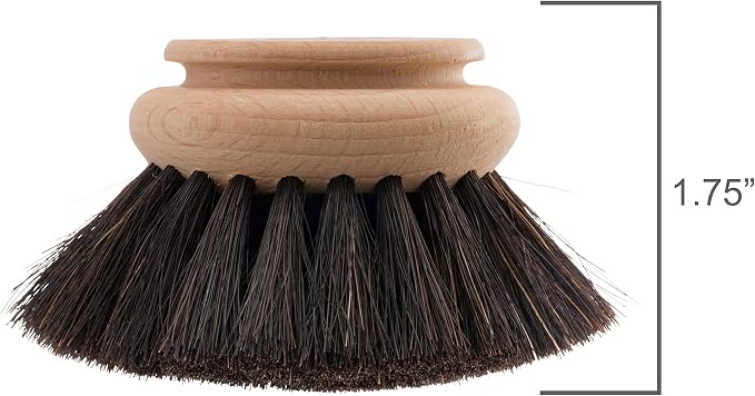 Redecker Dish Brush Replacement Heads, Horsehair, 2 Inch Round, 2 Pack – Soft Wooden Brush Refills for Glassware & Delicate Surfaces, Made in Germany