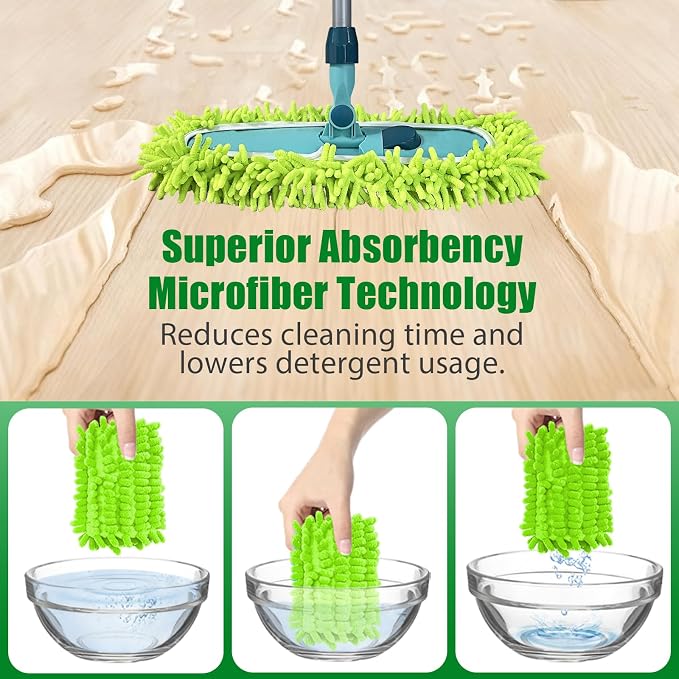 4PCS 13''~16'' Microfiber Dust Mop Pads Compatible with Leifheit 55210 | Reusable Mop Refills,Replacent Wet Mopping Pad & Washable Dry Sweeping Cloths for Hardwood Floor/Tile/Marble Cleaning
