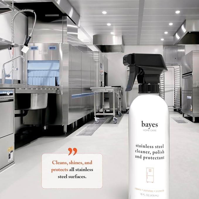 Bayes High-Performance Stainless Steel Cleaner Spray, Polish, and Protectant - Indoor & Outdoor Stainless Cleaner - Stainless Steel Sink Cleaner 16oz, 6 Pack