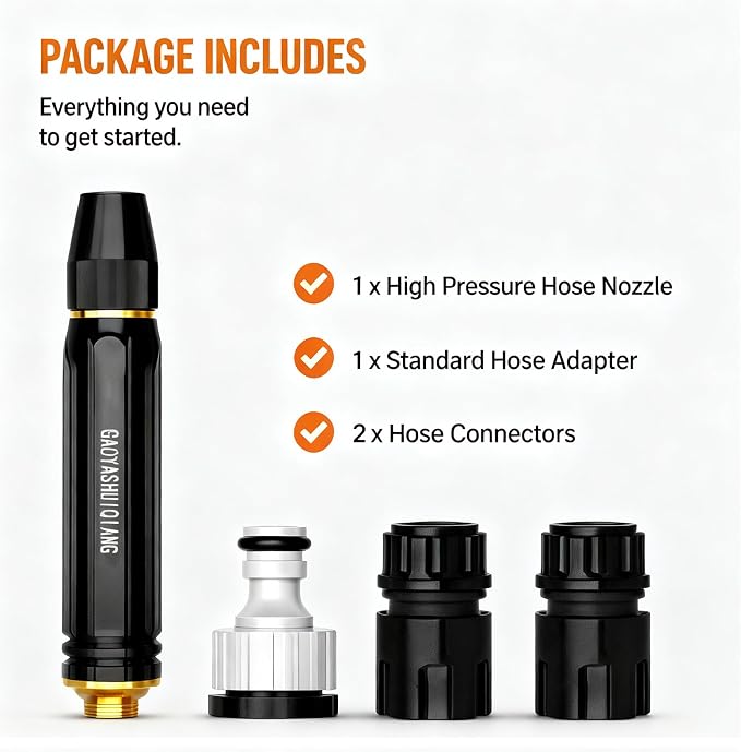 Heavy Duty Hose Nozzle, Adjustable High Pressure Water Hose Nozzle with Metal Garden Hose Sprayer, Leak-Proof Jet Spray Nozzle for Car Wash, Lawn, Garden Watering, Patio Cleaning