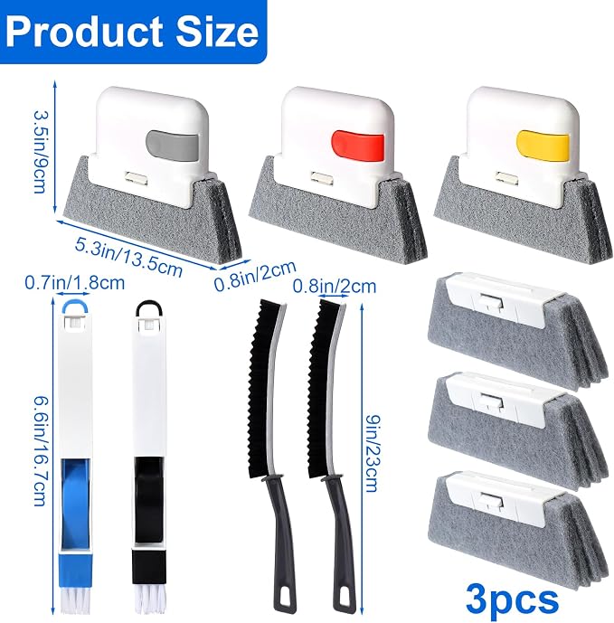 XANGNIER Window Track Cleaning Tools,Window Sill Cleaner Tool Kit,10 Pcs | Sliding Door Track Cleaner,Groove Crevice Seal Cleaning Brush for Tile Lines/Shutter/Car Vents/Air Conditioner/Keyboard