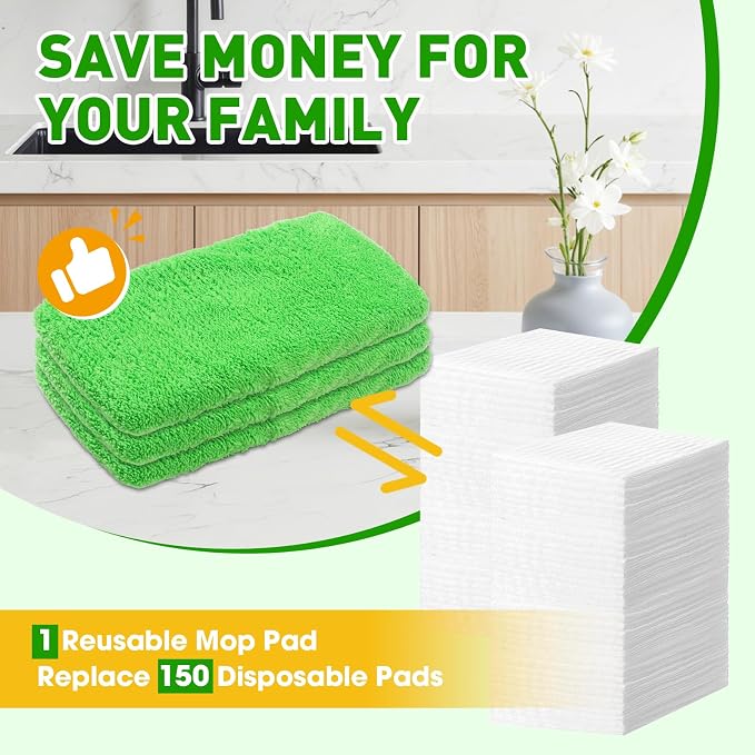 8Pcs Reusable Microfiber Mop Pads Compatible with Swiffer Sweeper,Replacement Dry Sweeping Cloths & Wet Mopping Pads Refills,Washable Mop Pads for Multi-Surface Floor Cleaning