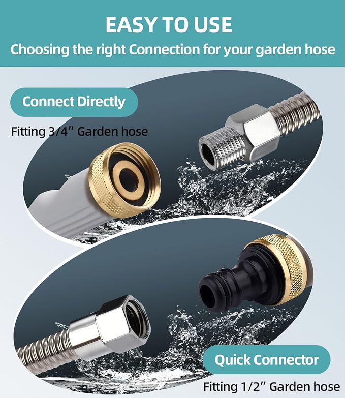 Jet Nozzle High Pressure Hose Nozzle, 18” Hydro Water Hose Nozzle | for Garden Hose with 3 Nozzles & Hose Quick Connectors, Power Washer Wand for Cleaning Patio, Car, Window, Grey