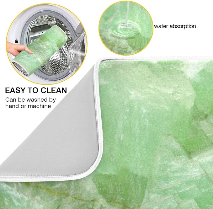 Super Absorbent Dish Drying Mat, Microfiber Fast-Drying Dish Mat, 24" x 18", Kitchen Dish Drying Pad (Green Jade Stone Marble)…