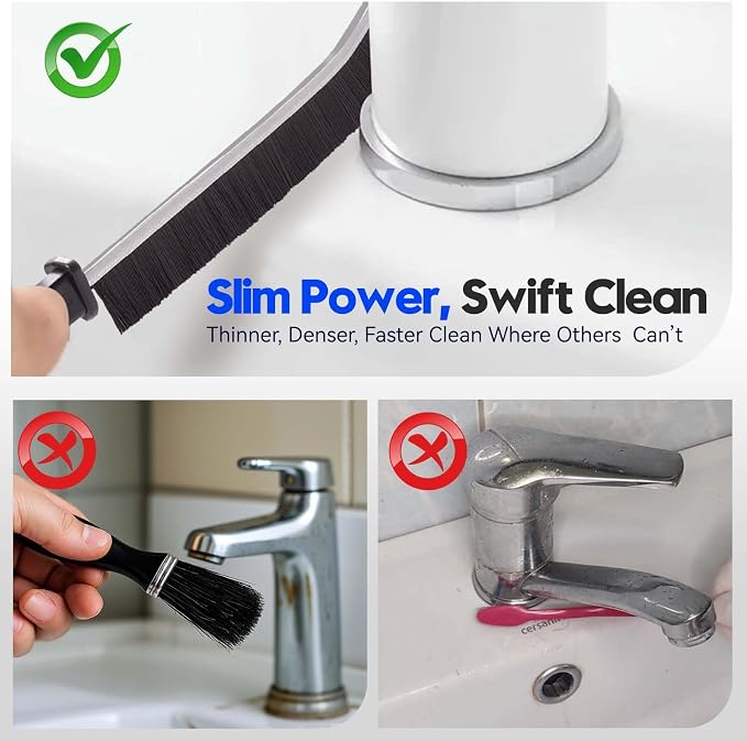 Window Track Cleaner, 14 PCS Crevice Cleaning Brush Kit | For window groove, blinds, vents, baseboard, grout and shower door track cleaning