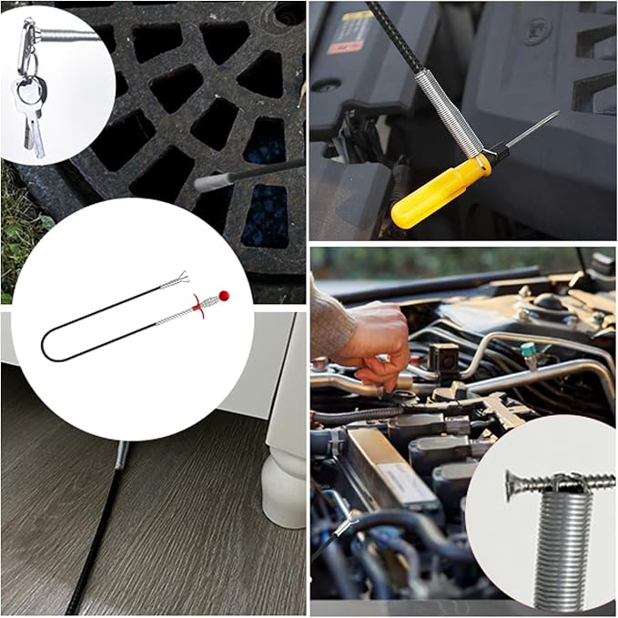 61 Inch Drain Snake Upgraded Ball Knob – Toilet Snake Flexible Grabber Claw for Clog Remover & Pick Up Items