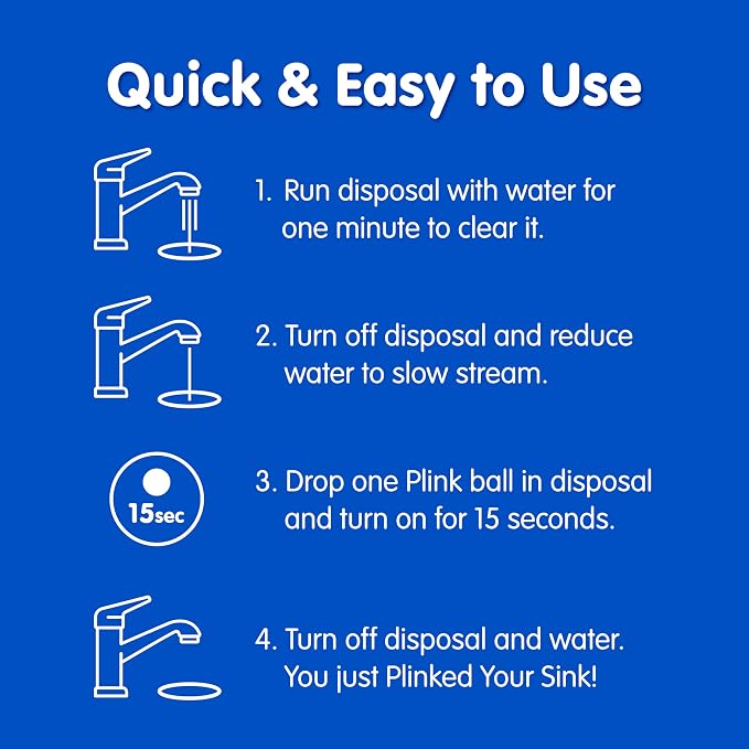 Plink Garbage Disposal Cleaner, Freshener & Odor Removing Balls, Easy to Use, Fresh Lemon Scent, 40 Count